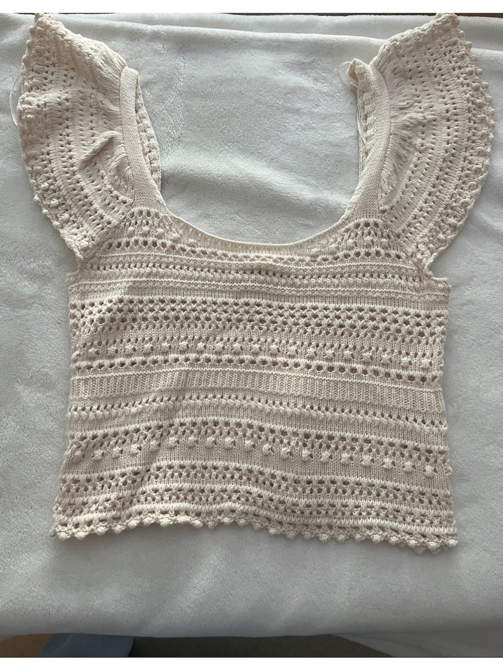 Sincerly Jules Cream Open-Knit Scoop Neck Sweater Tank Top